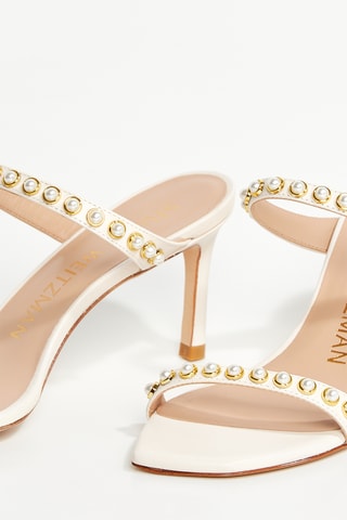 Mules à talons en cuir de veau Aleena - Ecru