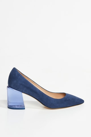 Escarpins en cuir de chèvre nubuck Loulou 75 Pump - Bleu marine