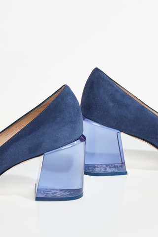 Escarpins en cuir de chèvre nubuck Loulou 75 Pump - Bleu marine
