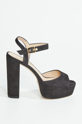 Sandales à talons en cuir de chèvre nubuck Ryder - Noir