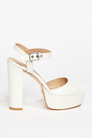 Sandales à talons en cuir de chèvre nubuck Ryder - Blanc