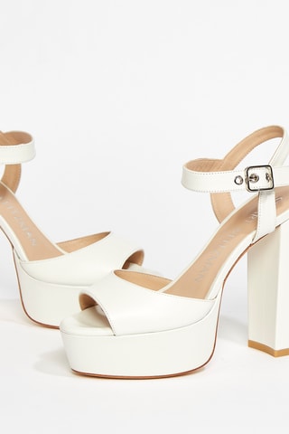 Sandales à talons en cuir de chèvre nubuck Ryder - Blanc