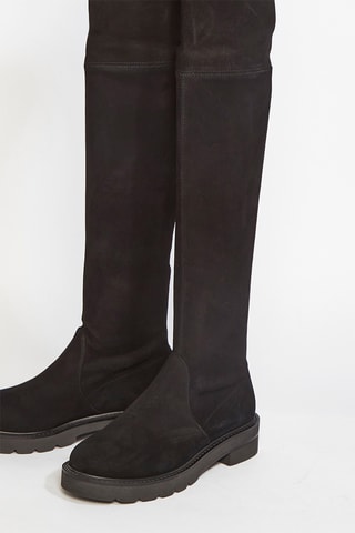 Cuissardes en cuir de chèvre nubuck Lowland - Noir