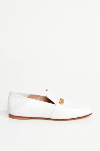 Mocassins en cuir d’agneau Wylie logo - Blanc