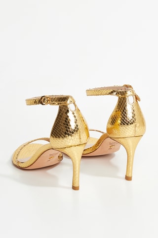 Sandales à talons en cuir de chèvre Nunaked - Doré