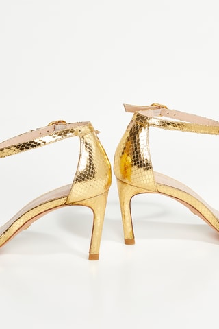 Sandales à talons en cuir de chèvre Nunaked - Doré