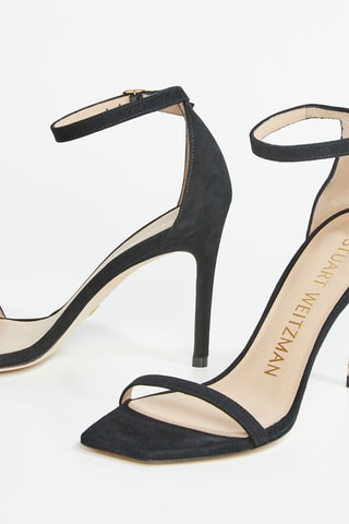 Sandales à talons en cuir de chèvre nubuck Nudistcurve - Noir