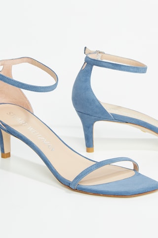 Sandales à talons en cuir de chèvre nubuck Nudistcurve - Bleu clair