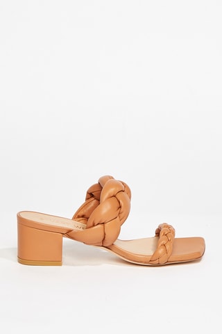 Mules à talons en cuir d’agneau Playa - Camel