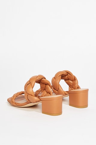 Mules à talons en cuir d’agneau Playa - Camel