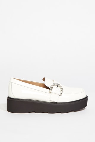 Mocassins plateformes en cuir de veau Piper - Blanc