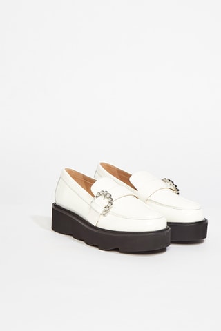 Mocassins plateformes en cuir de veau Piper - Blanc