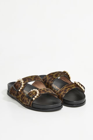 Mules en cuir de veau Piper - Marron et noir