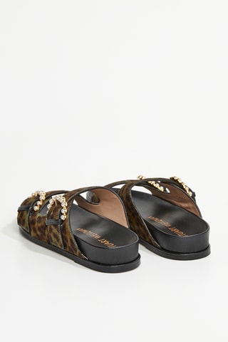 Mules en cuir de veau Piper - Marron et noir