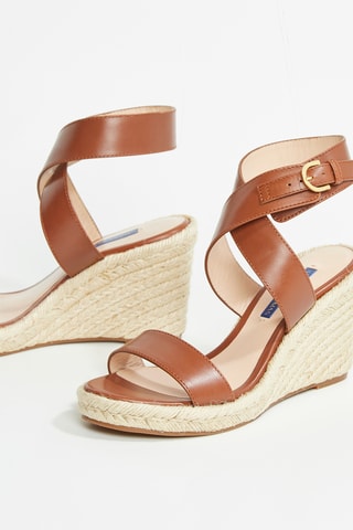 Sandales compensées en cuir Lexia - Camel