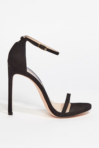 Sandales à talons en cuir de chèvre nubuck Nudist - Noir