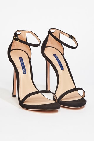 Sandales à talons en cuir de chèvre nubuck Nudist - Noir