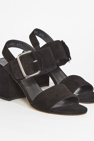 Sandales à talons en cuir de chèvre nubuck Citysandal - Noir