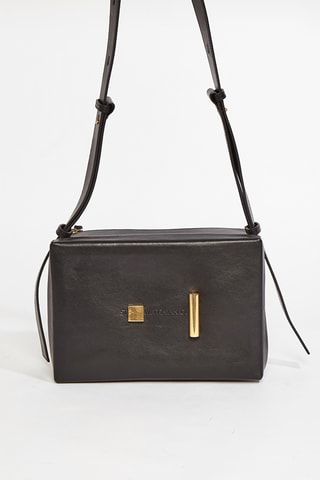 Sac à main en cuir de veau Shoebox - Noir