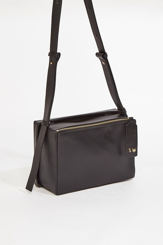 Sac à main en cuir de veau Shoebox - Noir