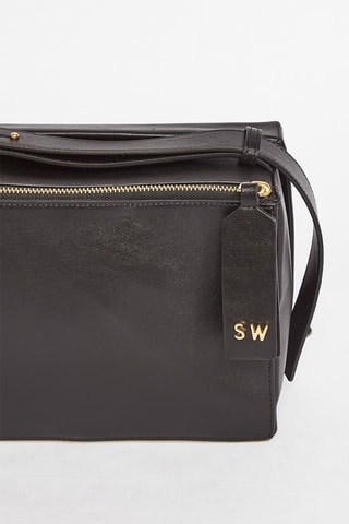 Sac à main en cuir de veau Shoebox - Noir