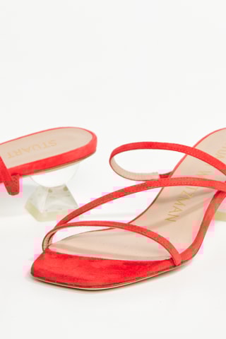 Mules à talons en cuir de chèvre Lucite - Rouge