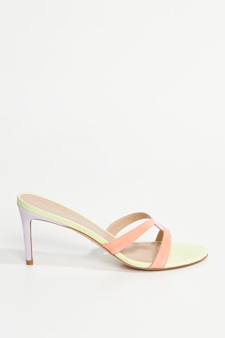 Mules à talons en cuir de chèvre Soirée sleek - Beige clair