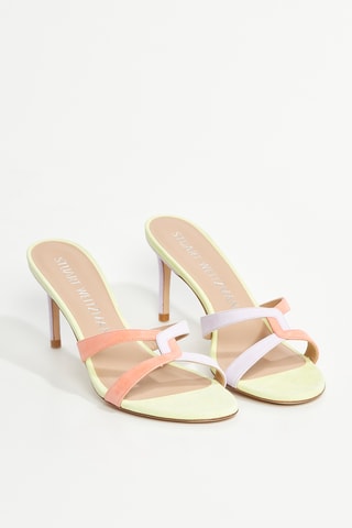 Mules à talons en cuir de chèvre Soirée sleek - Beige clair