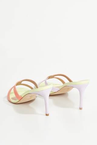 Mules à talons en cuir de chèvre Soirée sleek - Beige clair