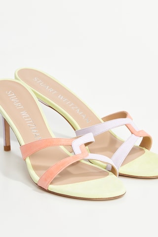 Mules à talons en cuir de chèvre Soirée sleek - Beige clair