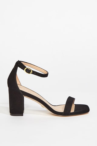 Sandales à talons en cuir de chèvre nubuck Nudistcurve - Noir