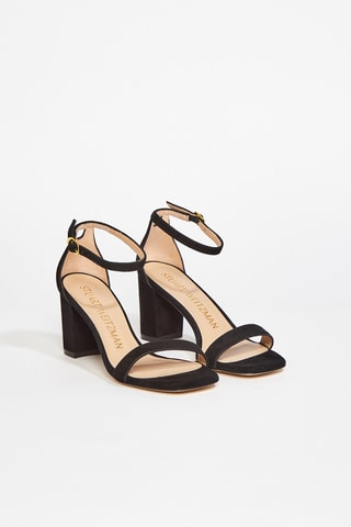 Sandales à talons en cuir de chèvre nubuck Nudistcurve - Noir