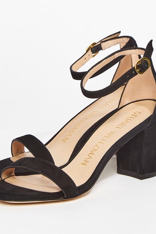 Sandales à talons en cuir de chèvre nubuck Nudistcurve - Noir