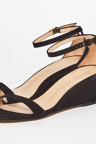 Sandales compensées en cuir de chèvre nubuck Nudistcurve - Noir