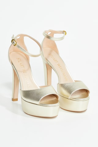 Sandales à talons en cuir de chèvre Discoplatform - Doré