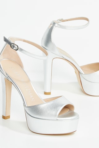 Sandales à talons en cuir de chèvre Discoplatform - Argenté