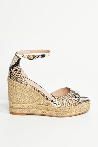 Sandales compensées en cuir de veau Nudistcurveespadwedg - Beige et noir