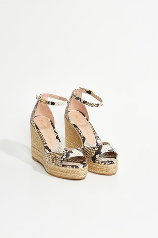 Sandales compensées en cuir de veau Nudistcurveespadwedg - Beige et noir