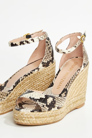 Sandales compensées en cuir de veau Nudistcurveespadwedg - Beige et noir