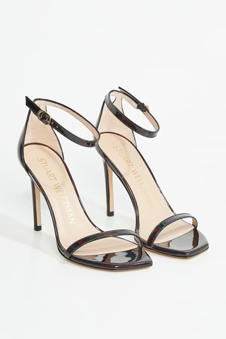 Sandales à talons en cuir de chèvre verni Nudistcurve - Noir