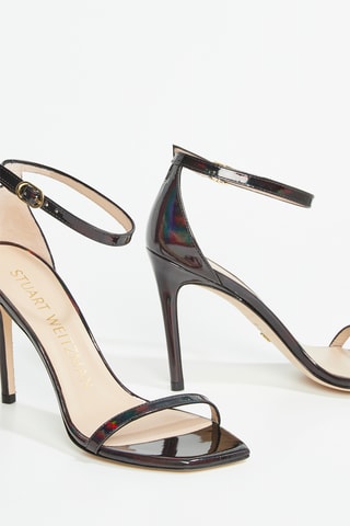 Sandales à talons en cuir de chèvre verni Nudistcurve - Noir