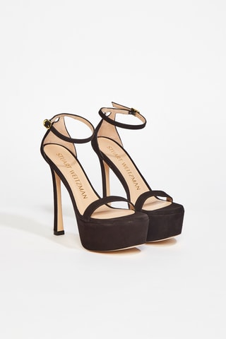 Sandales à talons en cuir de chèvre nubuck Nudistcurve Hollywoo - Noir