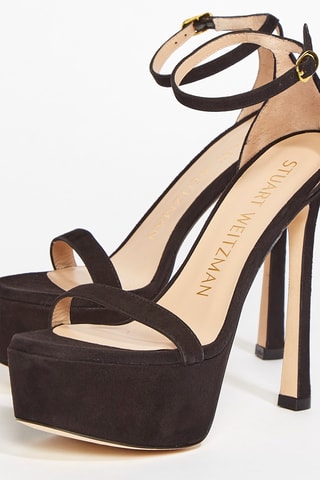 Sandales à talons en cuir de chèvre nubuck Nudistcurve Hollywoo - Noir