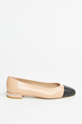 Ballerines en cuir d’agneau Pearl Flat - Beige et noir