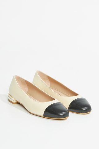 Ballerines en cuir d’agneau Pearl - Ecru et noir