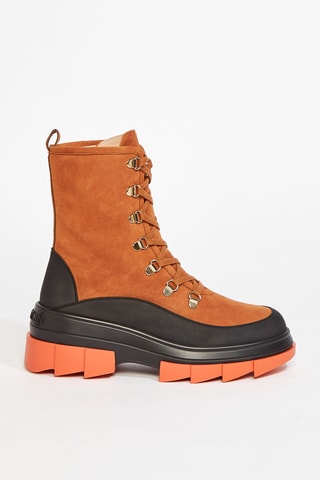 Bottines en cuir de chèvre nubuck Noho - Camel et noir