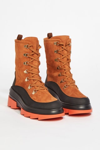 Bottines en cuir de chèvre nubuck Noho - Camel et noir