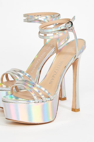 Sandales à talons en cuir de chèvre Soirée - Argenté