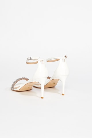 Sandales à talons en cuir de veau Nudistcurve - Blanc et argenté