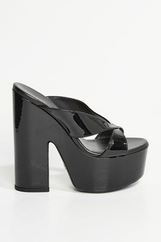 Mules à talons en cuir de veau verni Miami - Noir